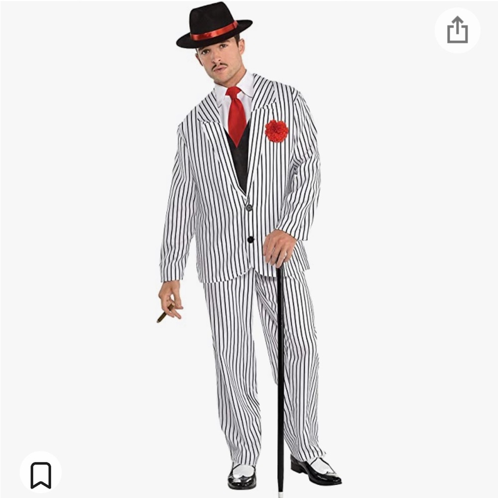 Big Gangsta Gangster Roaring 1920s Costume Men’s 5 Pc Complete Adult